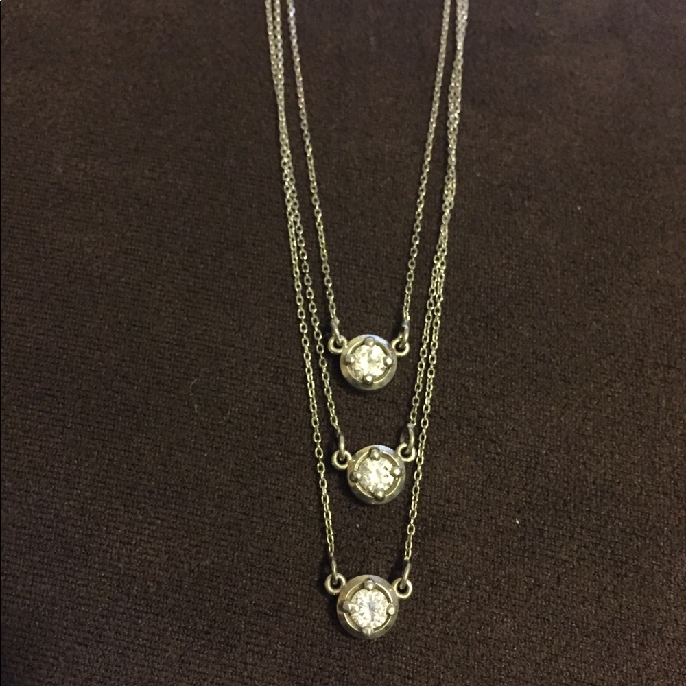 14K White Gold 3 Tiered Diamond Necklace